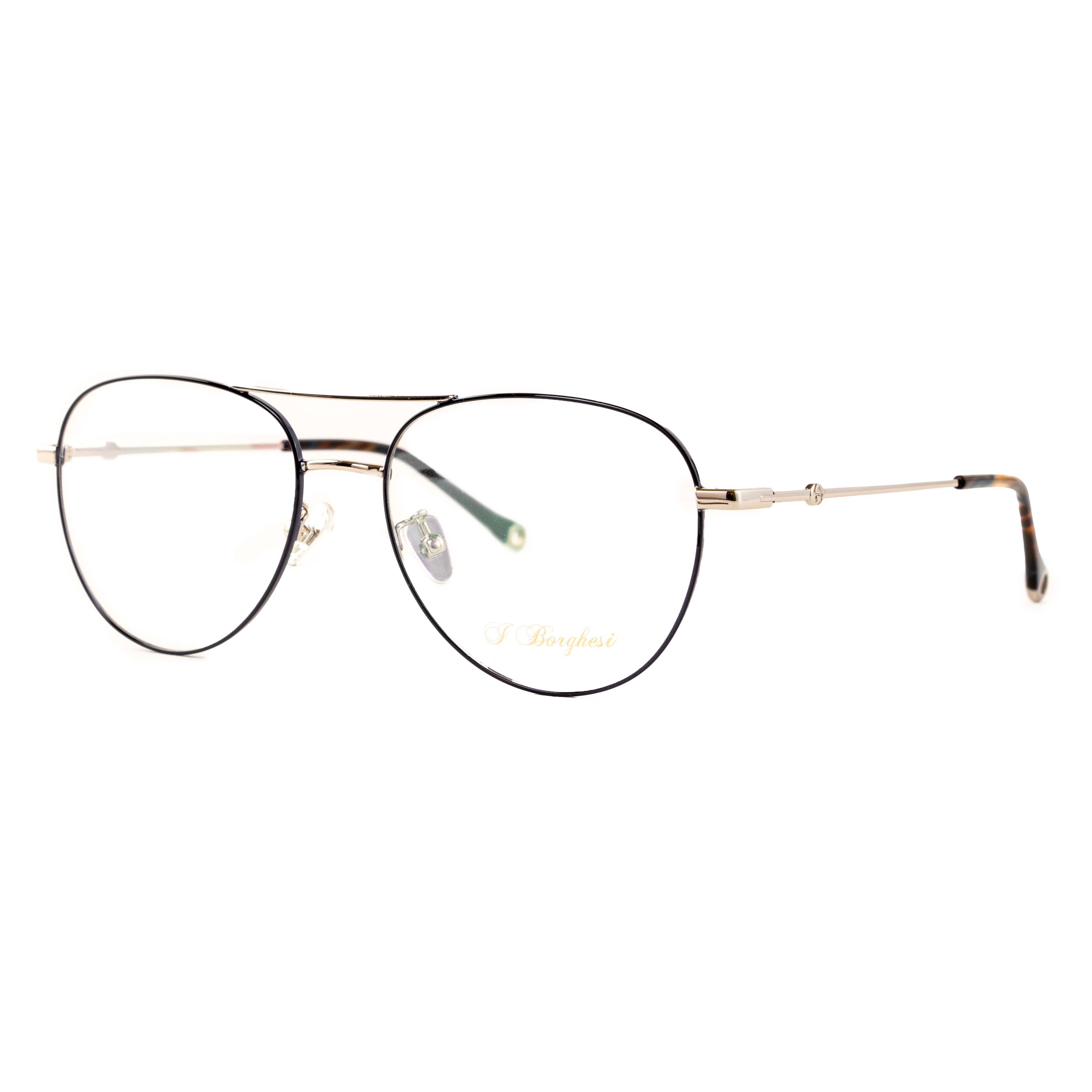 Borghesi Titanium IB 9026 - Col.2 Black/Silver with Brown Temples - 55 Borghesi Titanium IB 9026 - Col.2 Black/Silver with Brown Temples - 55